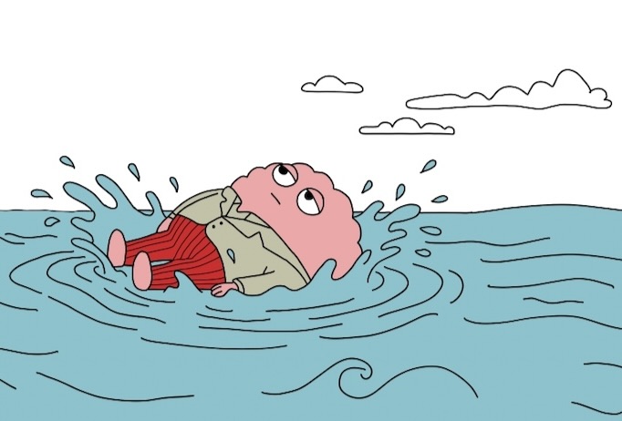 Brain floating peacefully in water